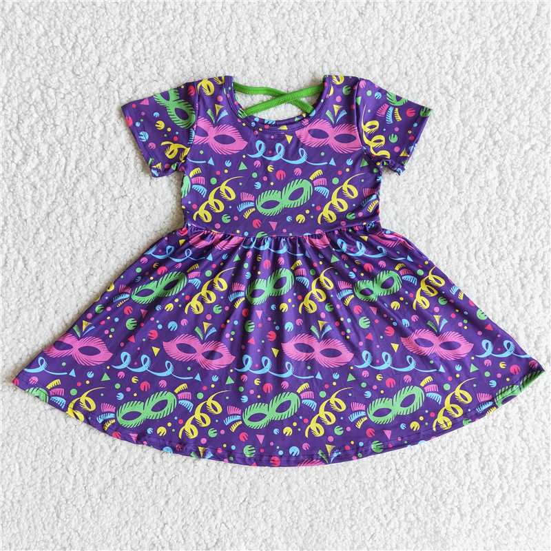 Mardi Gras carnival short sleeve dress