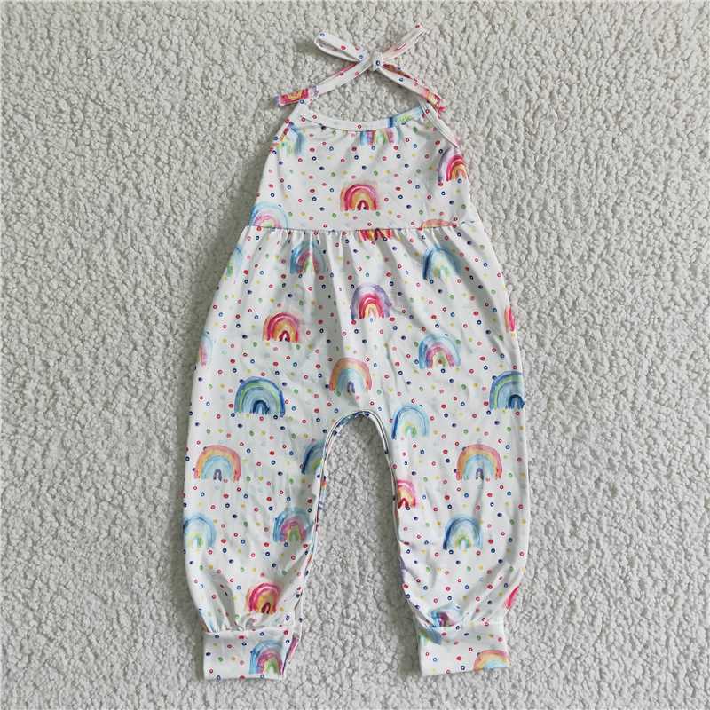 SR0050 Girls Rainbow Polka Dot Tie Onesie