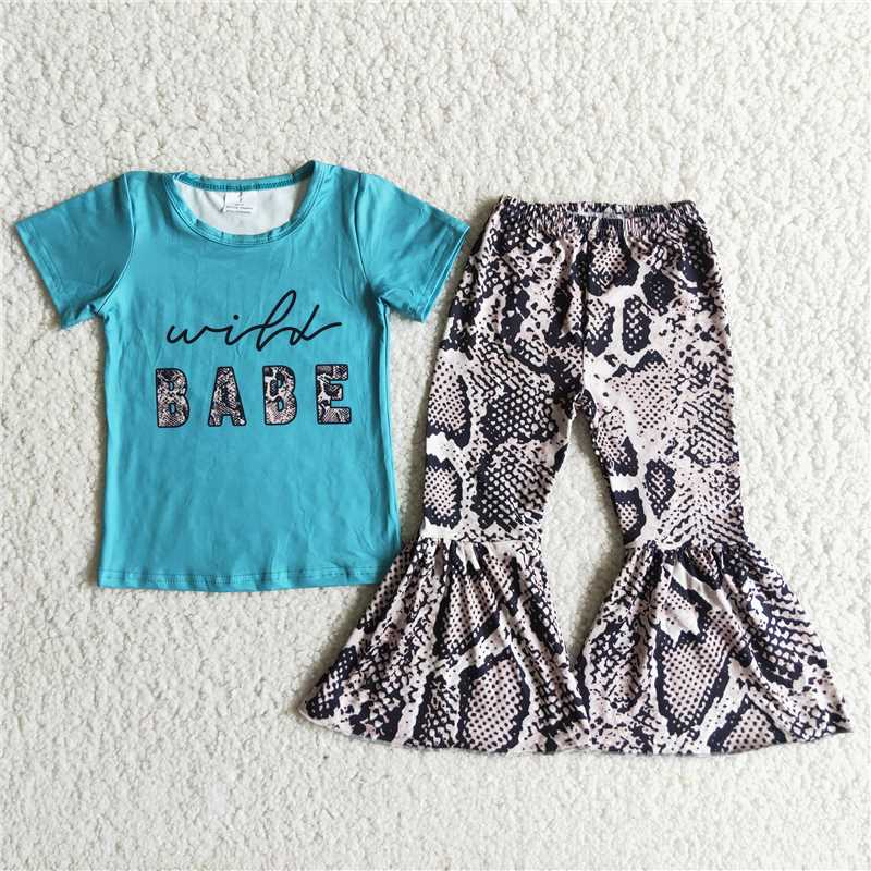 wild babe letter pattern long pants set