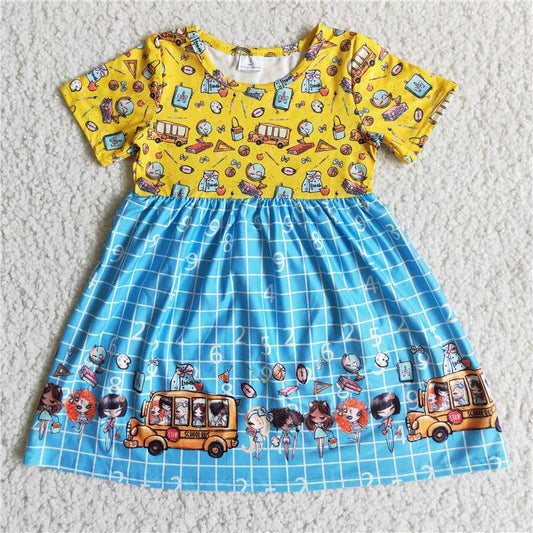 Girls School School Bus Positioning Short Sleeve Skirt