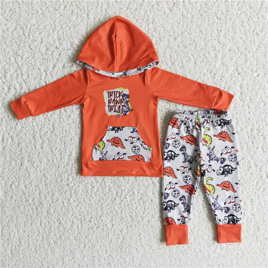 6B9-4 boys outfit long sleeve and long pants with a hat cartoon print