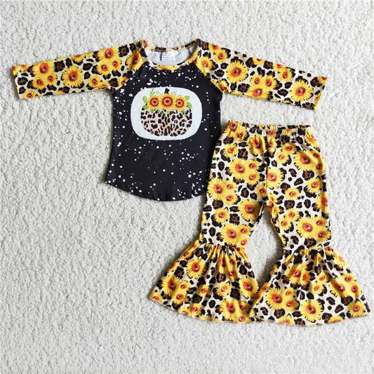 Leopard Pumpkin Sunflower Long Sleeve Pants Set