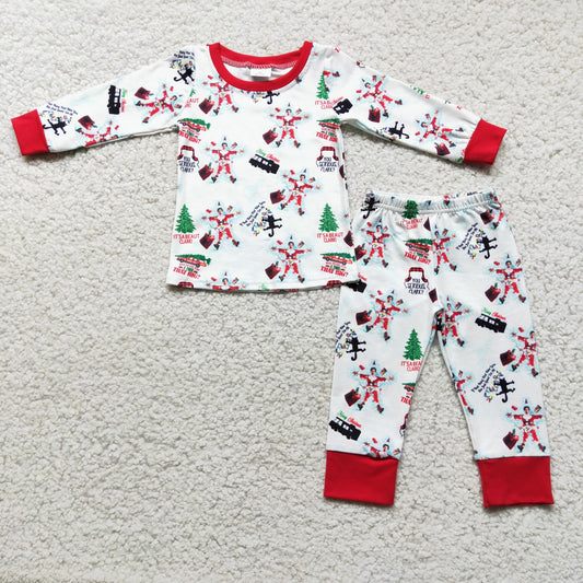 RTS NO MOQ ETA 5/7days arrived 6 C11-16 boys christmas outfits cartoon print pajamas long sleeve long pants