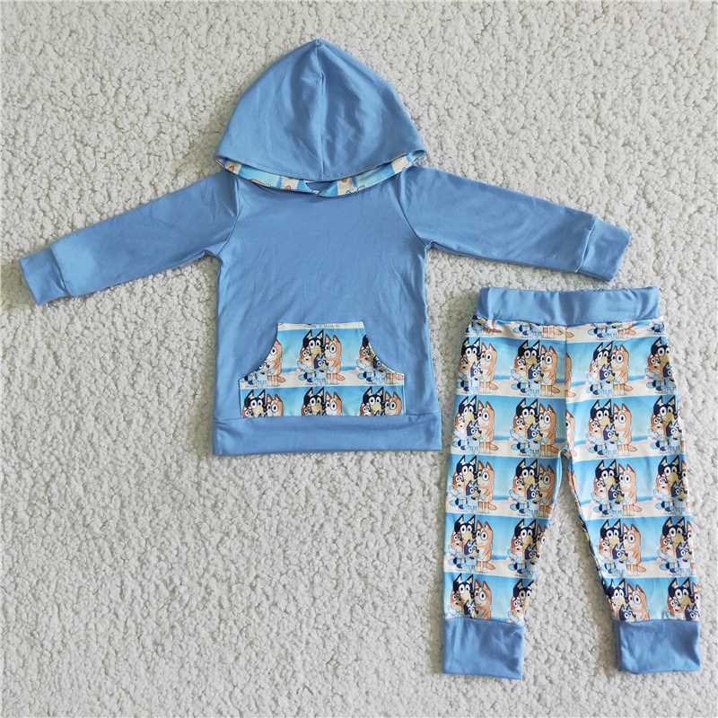 6 A2-12 2pcs dog hooded boys outfits