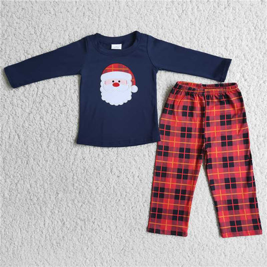 embroidery Christmas pjs boys outfits
