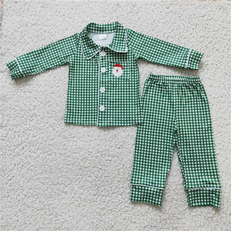 6 B3-39 Boys Santa Green Pajama Set top sell boys pajamas