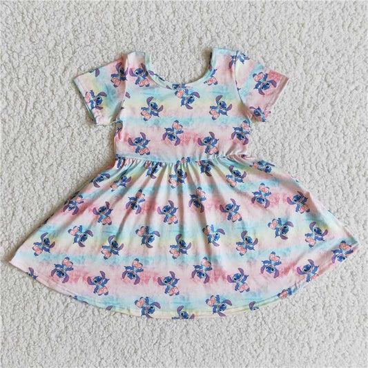 short sleeve dress blue color