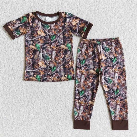 E10-17 Boys Trunk Brown Pajama Set