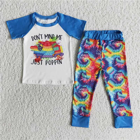 JUST POPPIN Blue Short Sleeve Pants Set