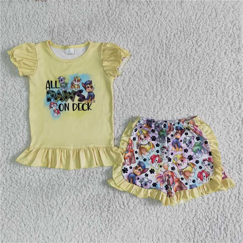 C1-28 DECK Yellow Short Sleeve Shorts Set