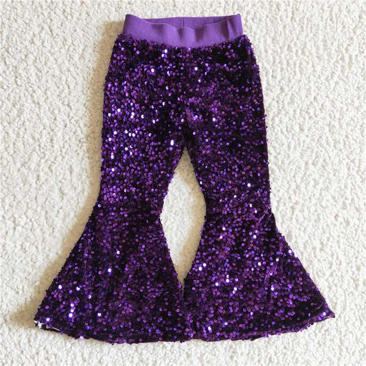 P0032 Purple sequin flare pants