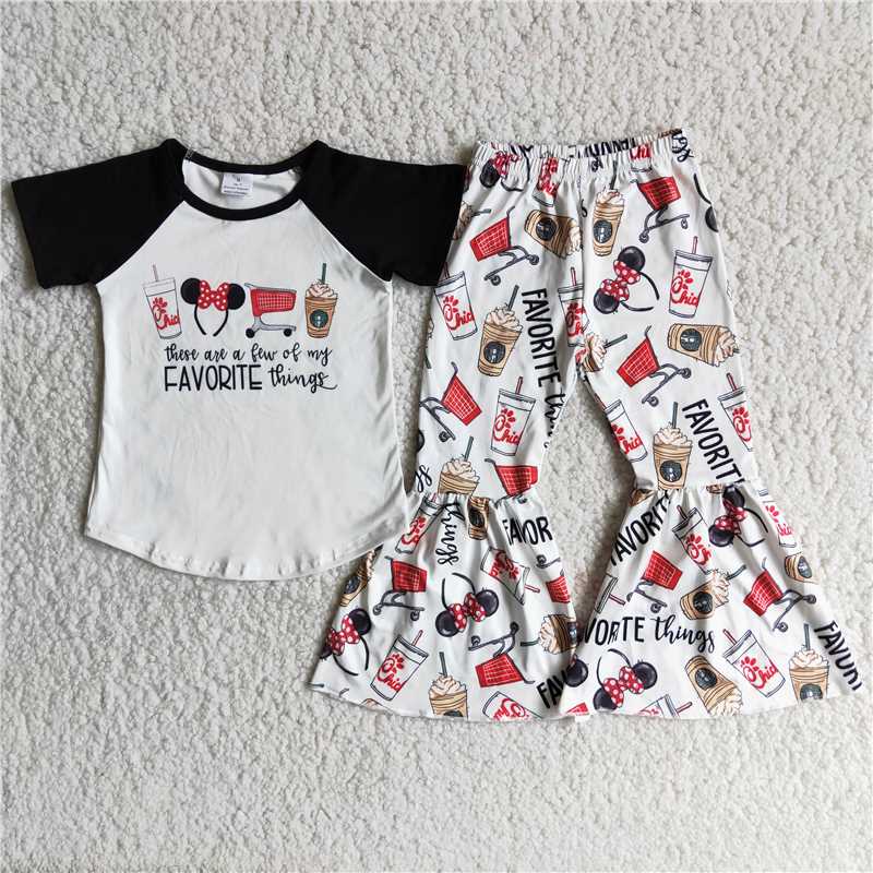 favorite letter top drinks pattern long pants set