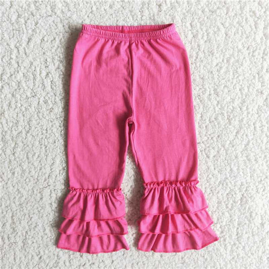 B4-12 Rose Red Triple Layer Ruffle Trousers Cotton