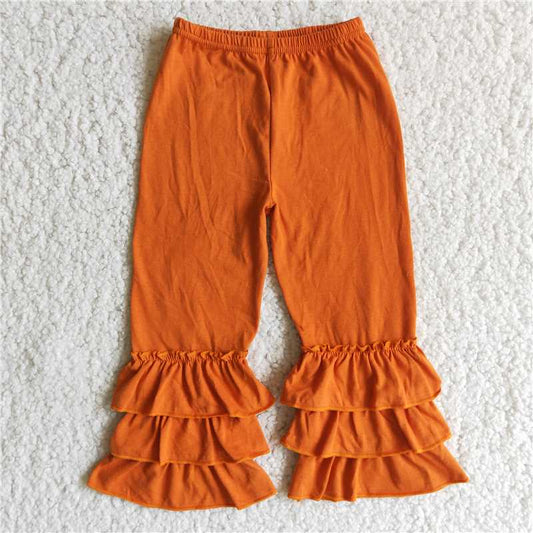 E2-12 Orange Triple Layer Ruffle Trousers Cotton