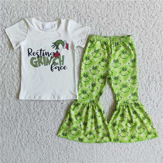 E3-30 Kids Clothing Girls Short Sleeve Top And Long Pants Cartoon Print