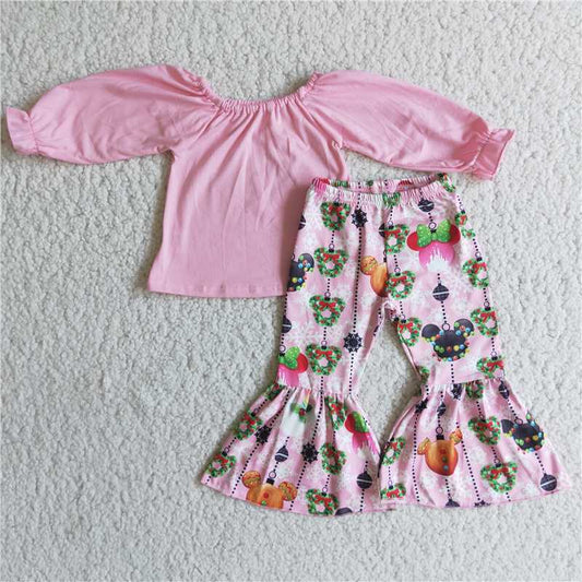 pink puff top boutique girl set