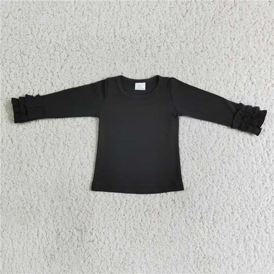 6 A16-4 Girl's Black Long Sleeve Top