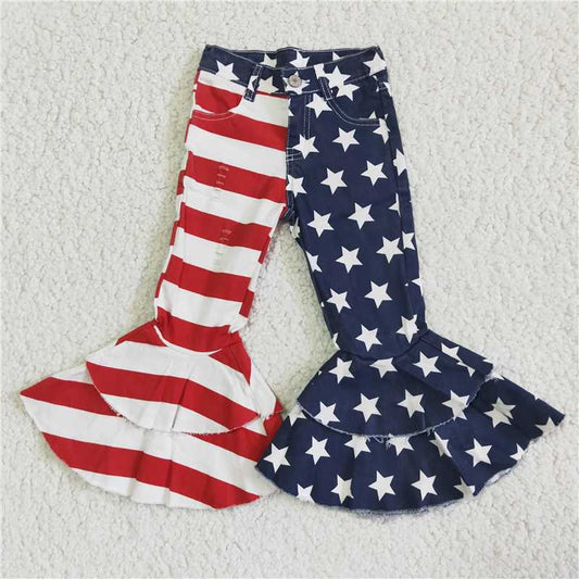 C3-14 Stars and Stripes Denim Flared Pants