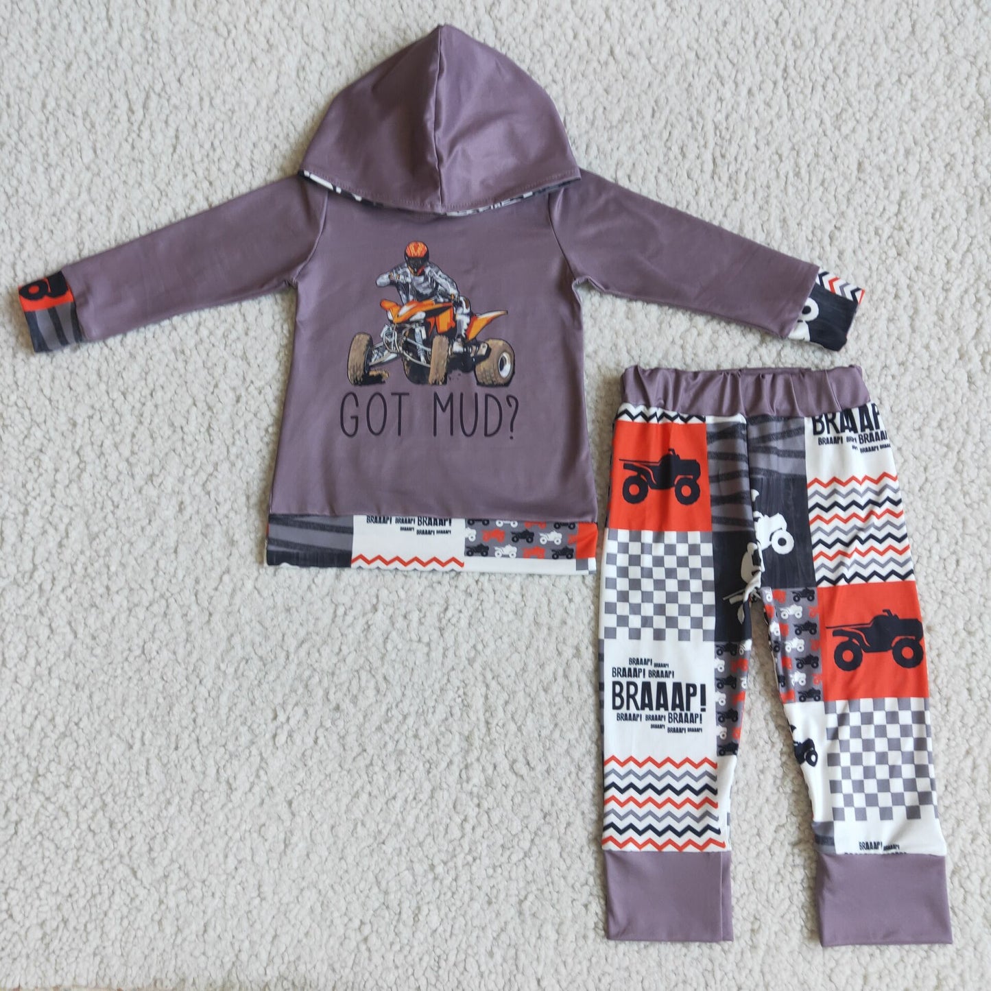 boy set hoodie set truck boy print