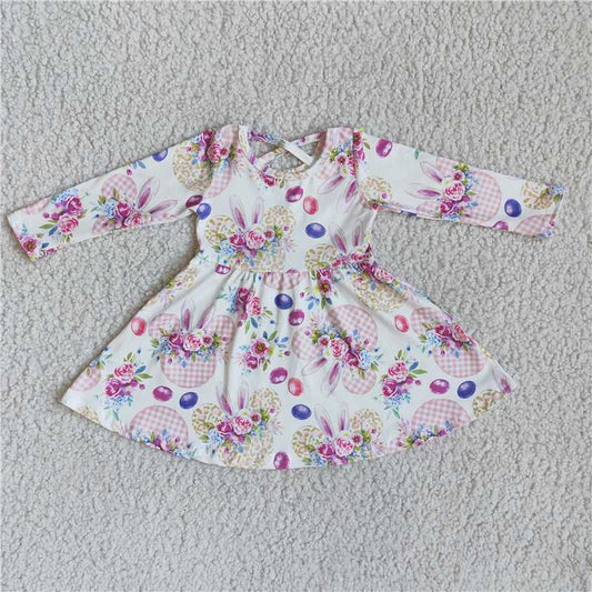 Easter bunny eggs pattern flowers dress