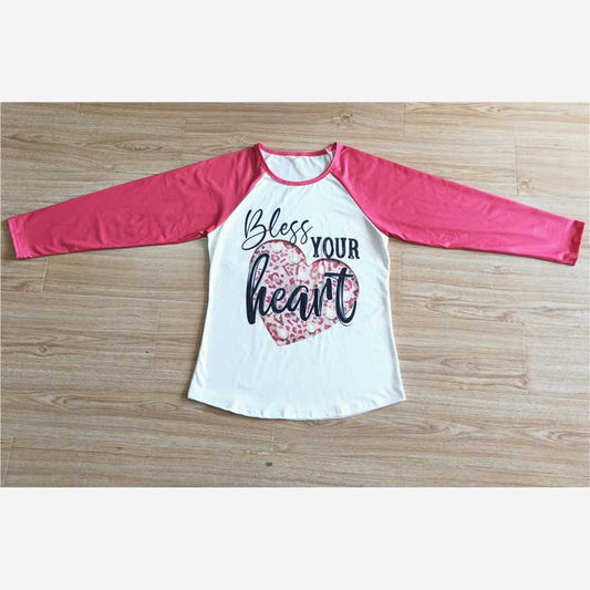 adult raglan long sleeve top Valentine shirt