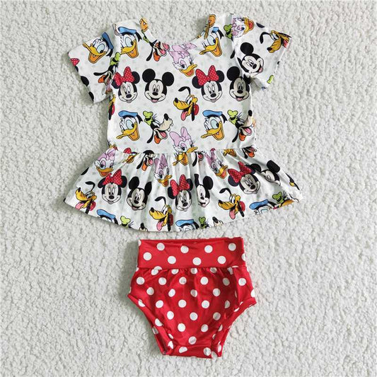 B5-10 Cartoon Short Sleeve Polka Dot Red Thong