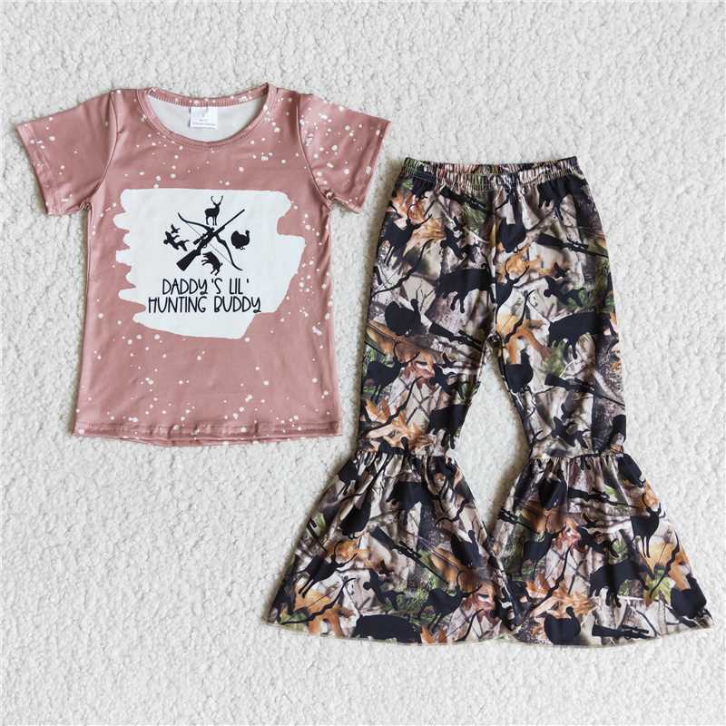 B1-16 Girl's Short Sleeve Long Pants Outfits Animal Print