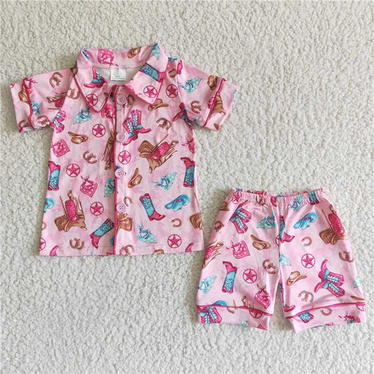 GSSO0021 pink boots girls pajamas