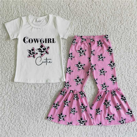rts no moq GSPO0044 cowgirl white star baby outfits