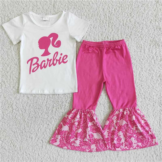 GSPO0055 Girls outfit short sleeve long pants set cartoon print