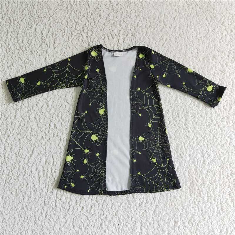 GT0046 Wholesale girl clothes boutique fashion new top trend coat children clothing spider web print