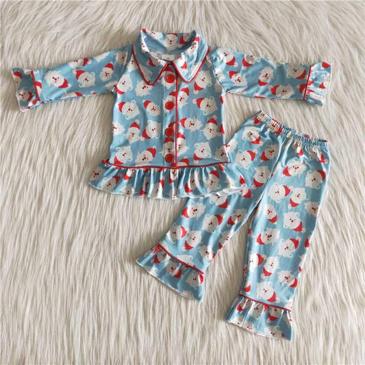 6 B6-22 2pcs match girl's long sleeve Christmas pjs outfit