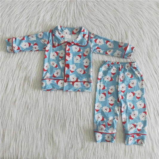 6 A22-17 2pcs match boy's long sleeve Christmas pjs outfit