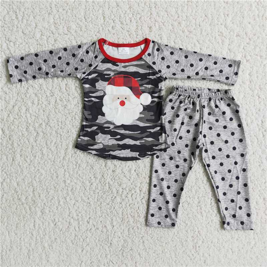 RTS NO MOQ ETA 5/7days arrived 6 A23-13 2pcs match boy's long sleeve Christmas pjs dot outfit