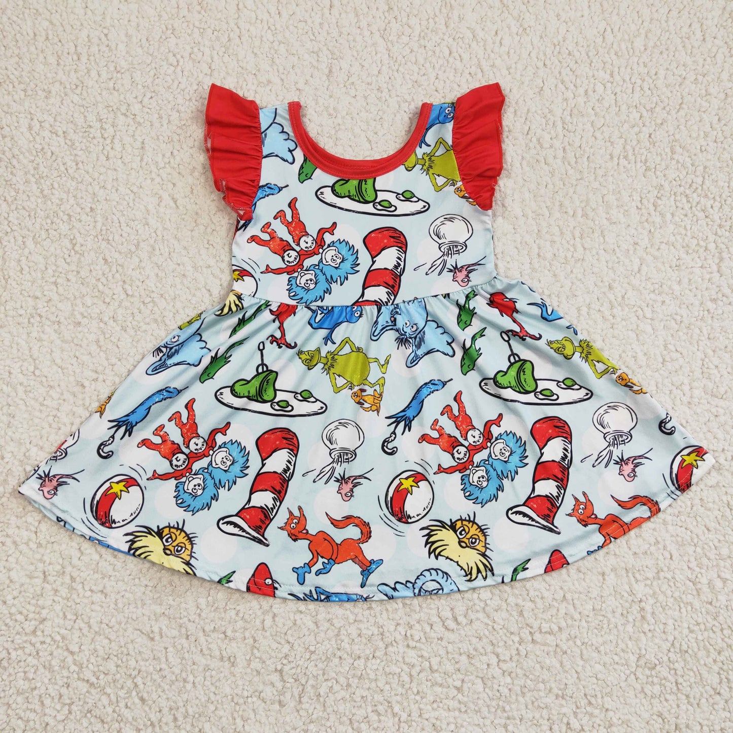 GSD0211 girl dr seuss flying sleeve dress