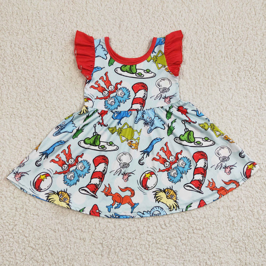 GSD0211 girl dr seuss flying sleeve dress