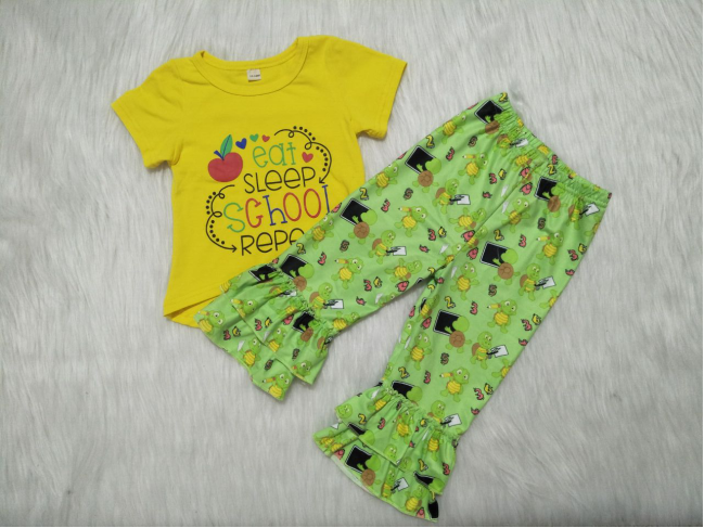 apple school yellow top and pants outfits