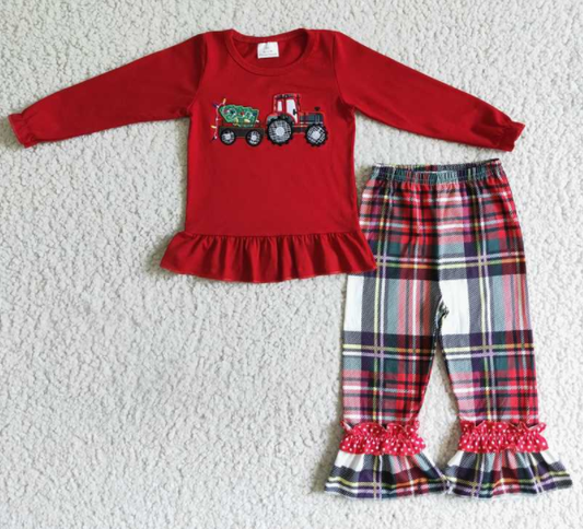 kids clothing girls christmas  long sleeve top with pants set