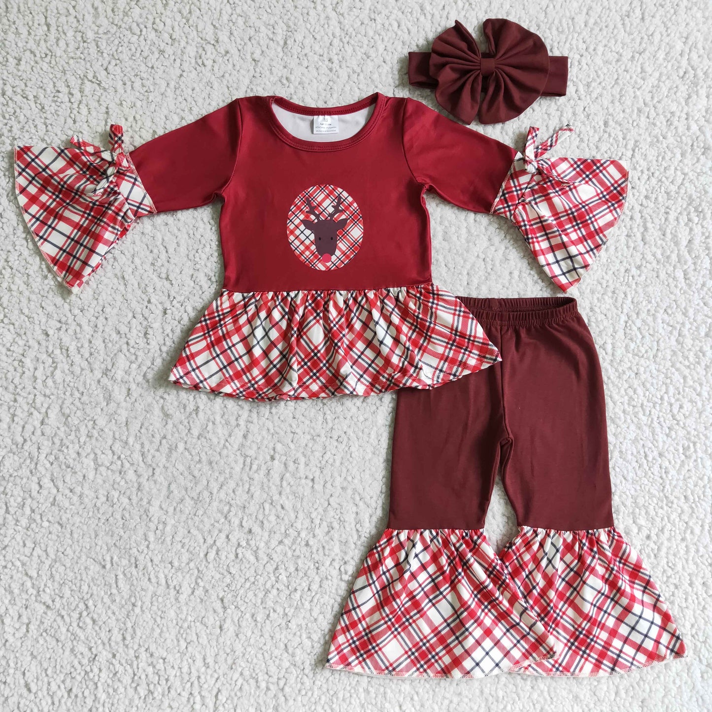 GLP0202 Girls Outfit Deer Print Trousers Christmas Boutique Set