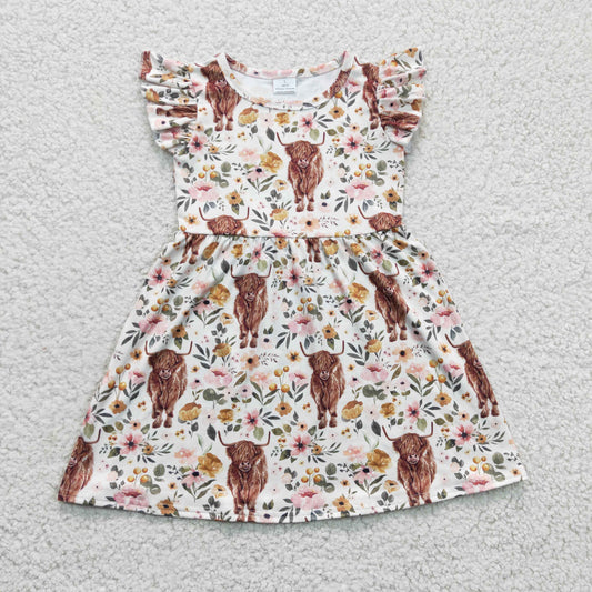 rts no moq GSD0158 flowers cow match clothing summer dress