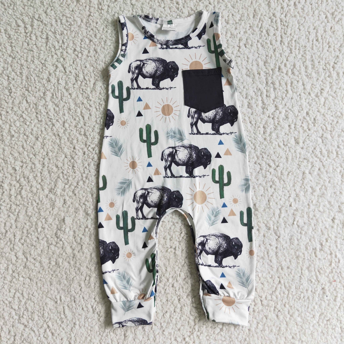 SR0071  Newborn baby clothes cow print baby romper  no moq sleeveless long pants