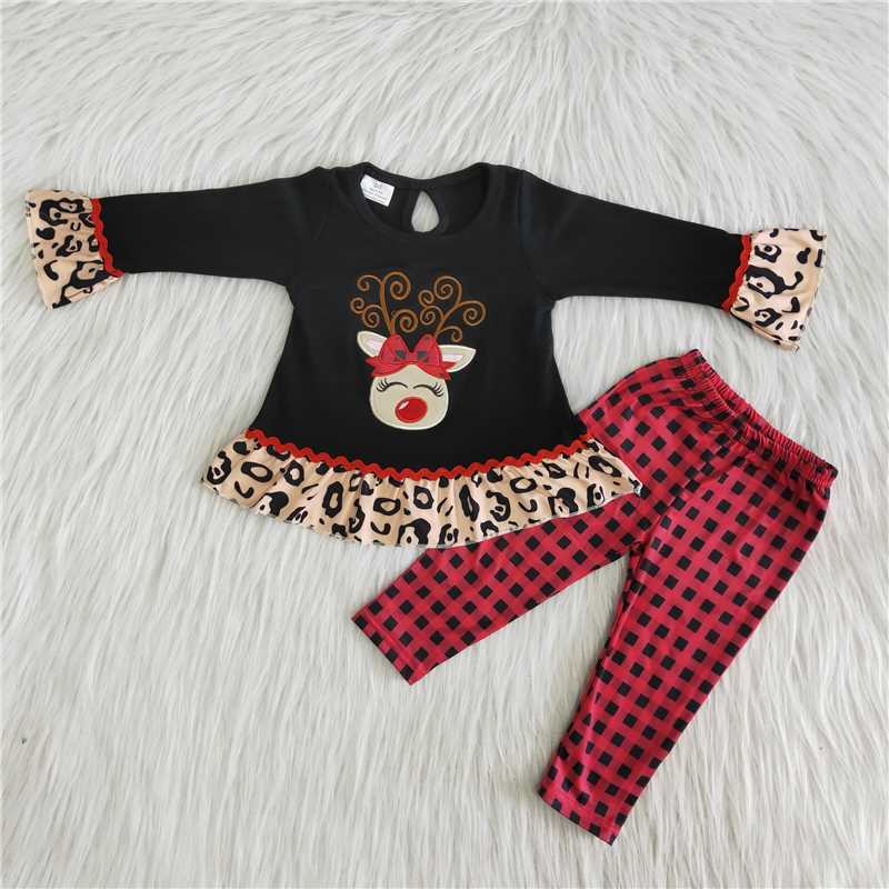 6 A18-27 2pcs Christmas deer match girls outfits