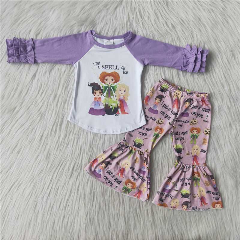 Halloween purple long sleeve girl set