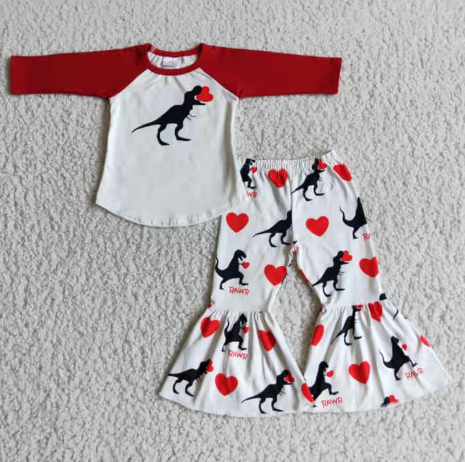 Valentine's Day Love Dinosaur White Set