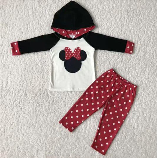 Cartoon Hoodie Red Polka Dot Long Sleeve Suit