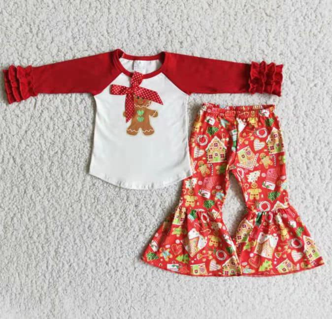 Gingerbread Bow Tibetan Show Trousers Christmas Boutique Set