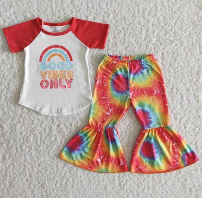 Rainbow Short Sleeve Top + Pants Set