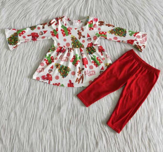 Christmas tree gift villain red trousers boutique set