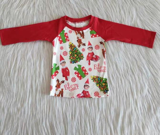 Red Long Sleeve Christmas Top
