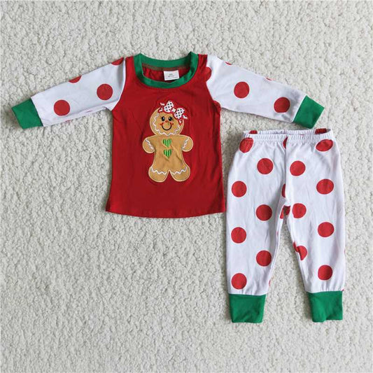 Christmas embroidery gingerbread girl pajamas